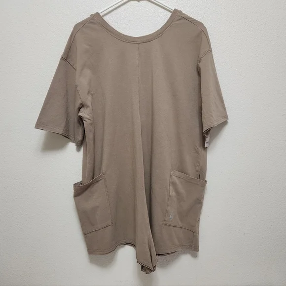 Free People FP Movement Women's Hot Shot Tee Romper Tan Jumpsuit Mocha Latte - Picture 5 of 16